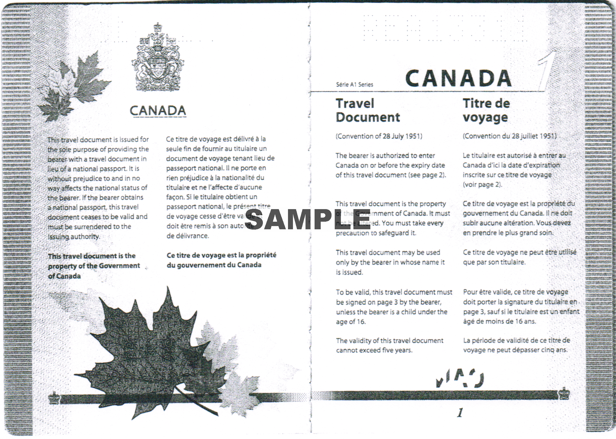refugees travel document canada