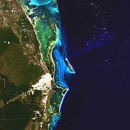 Cancun, Mexico via https://commons.wikimedia.org/wiki/File:Landsat_Cancun_Mexico.jpg